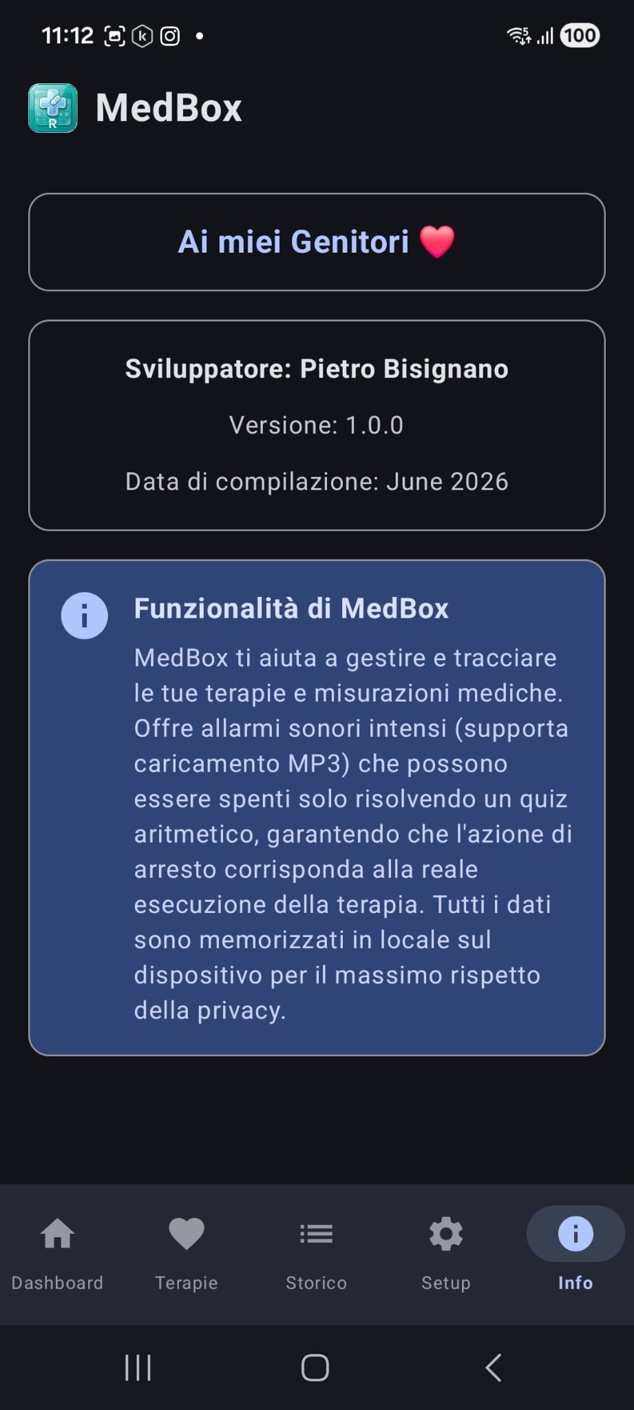 Settings/Info Screen
